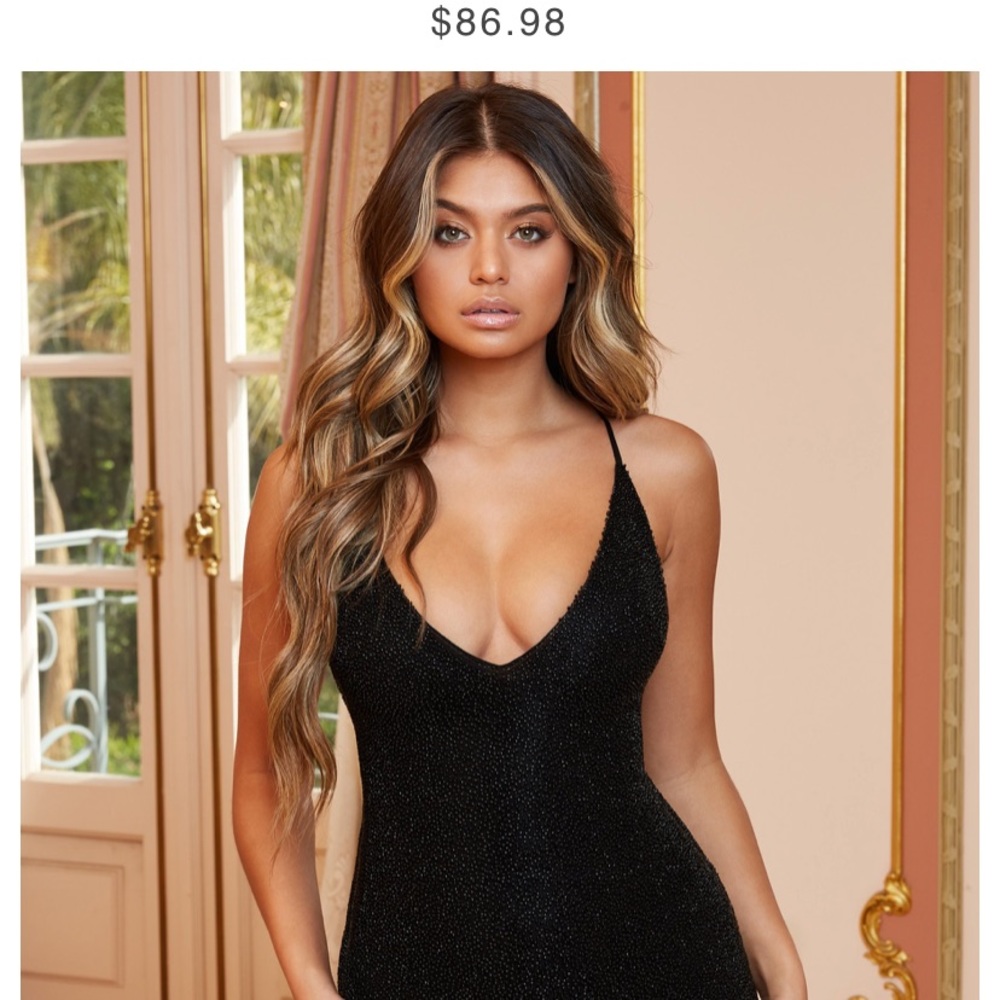 Black embellished mini oh Polly dress